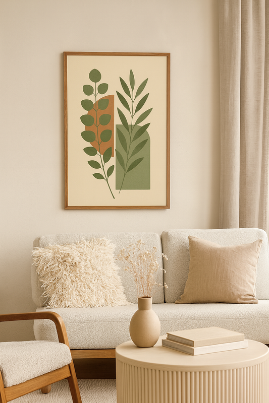 Terracotta Leaves Digital Poster