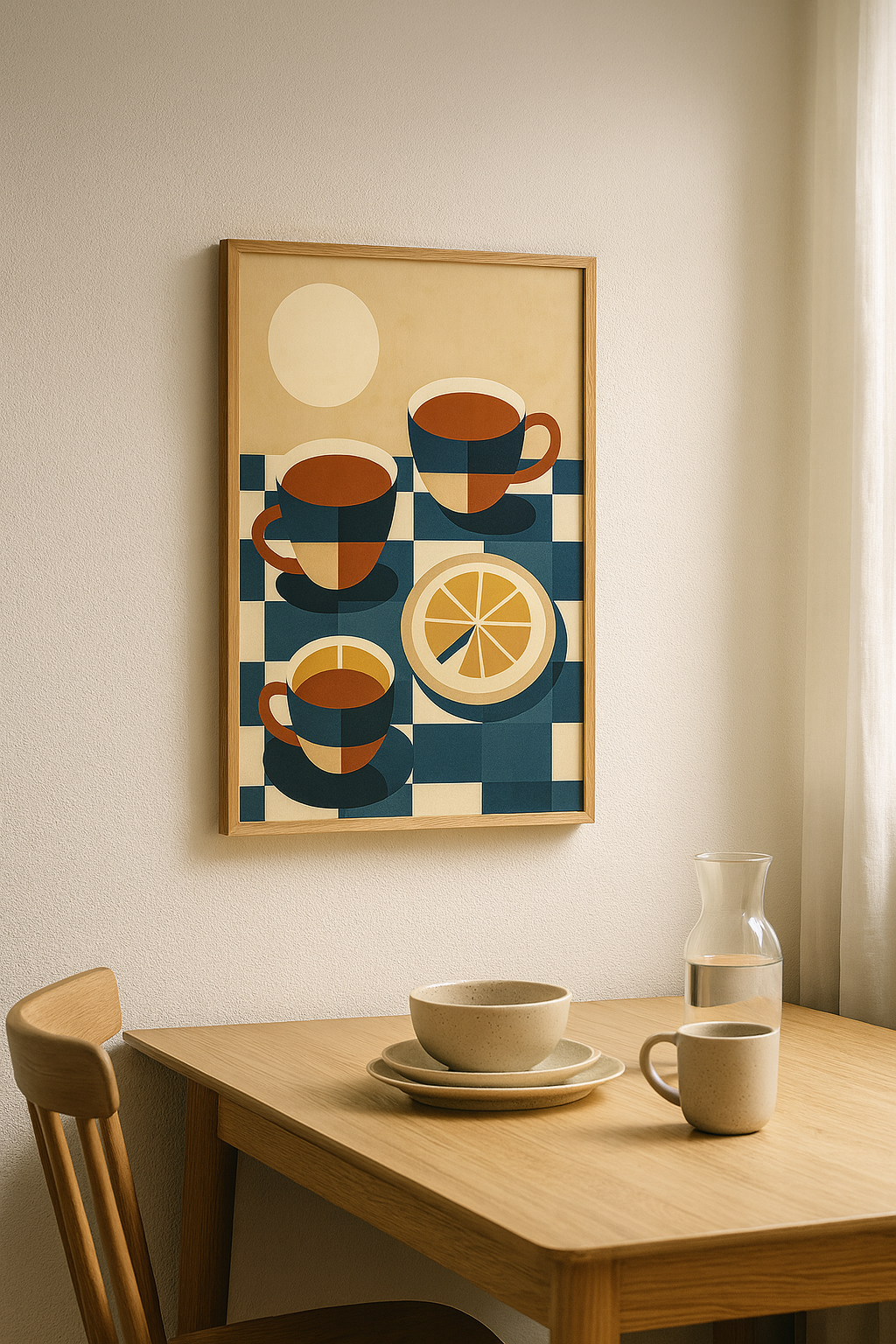 Morning Geometry — Coffee Cups Digital Poster
