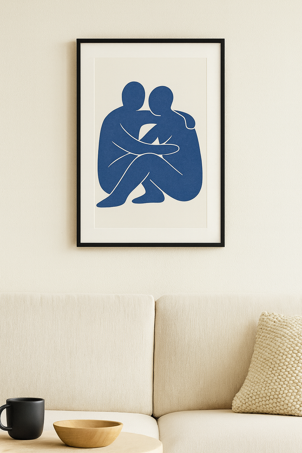Minimalist Wall Art — Abstract Blue Embrace Poster