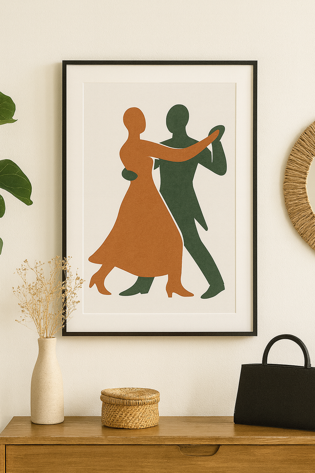 Modern Minimalist Digital Print β Abstract Dance Silhouette