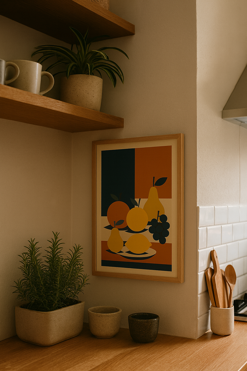 Harvest Geometry — Modern Fruit Digital Poster