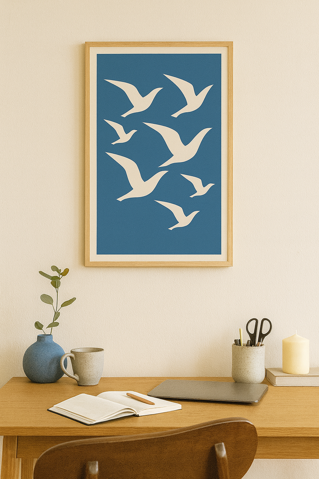 Flying Birds Abstract Digital Poster