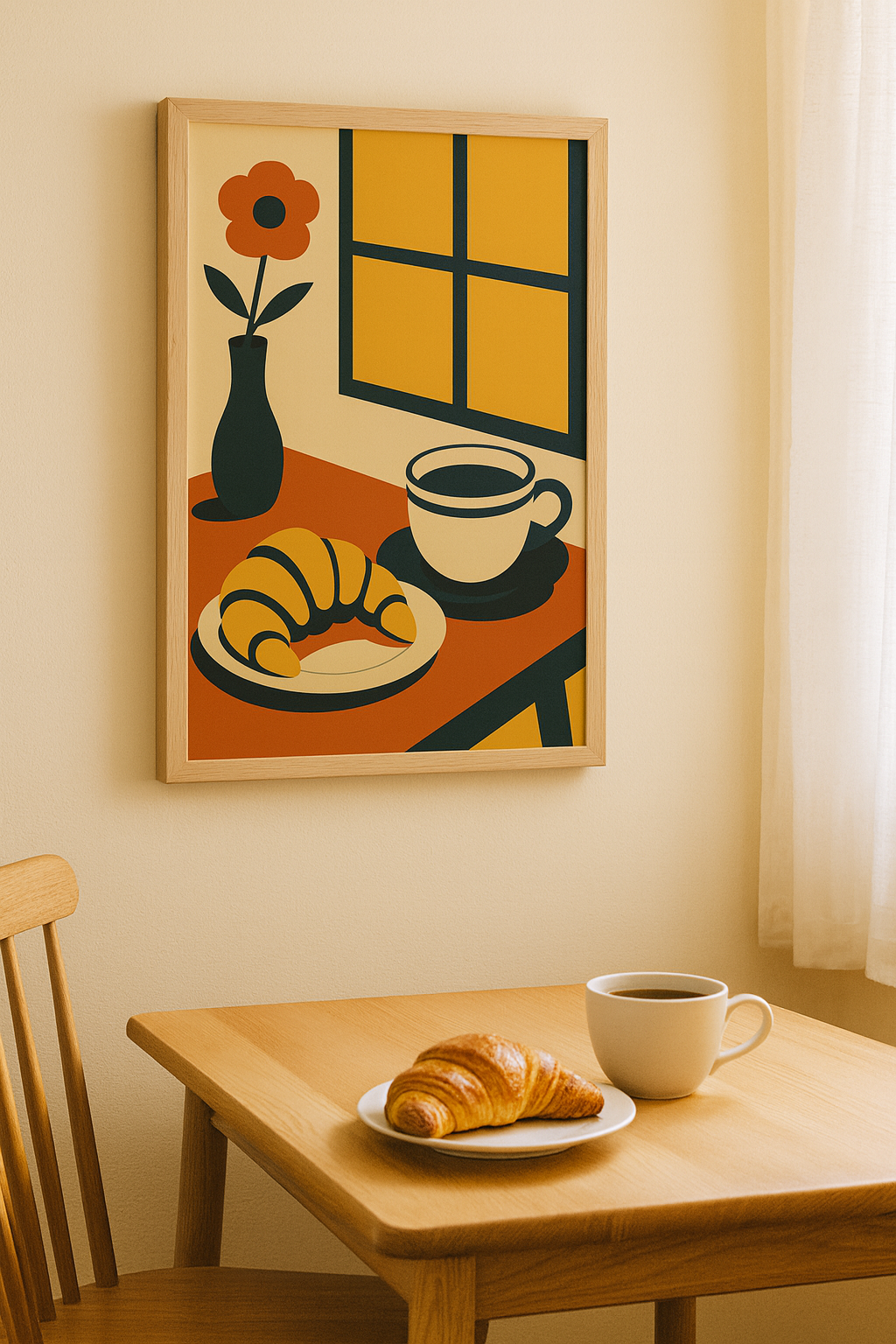 Morning Light — Coffee & Croissant Digital Poster