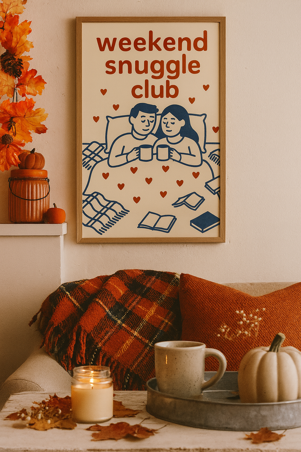 Weekend Snuggle Club – Romantic Bedroom Digital Wall Art