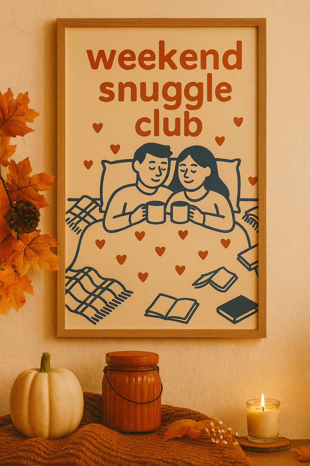 Weekend Snuggle Club – Romantic Bedroom Digital Wall Art
