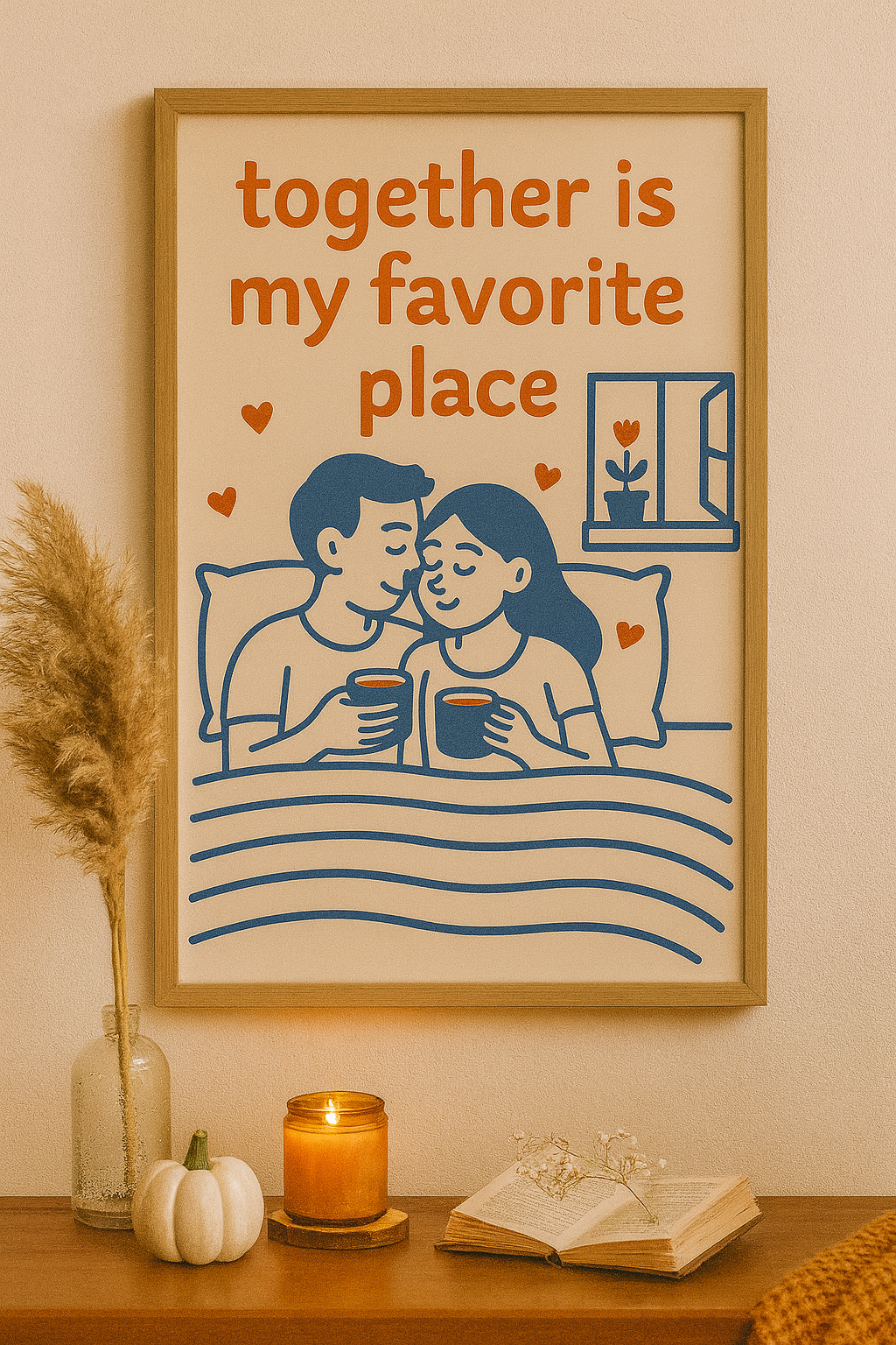 Together Is My Favorite Place – Romantic Bedroom Digital Wall Art