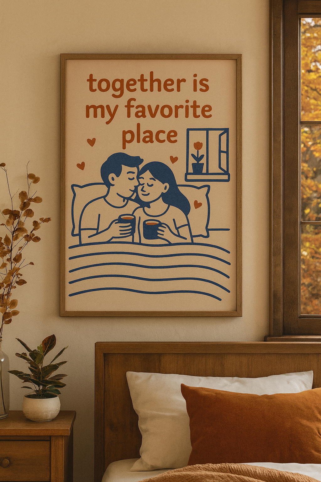 Together Is My Favorite Place – Romantic Bedroom Digital Wall Art