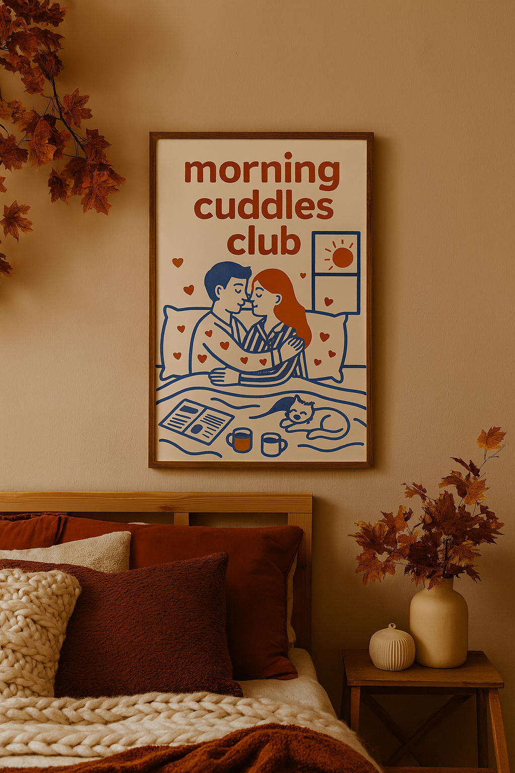 Morning Cuddles Club – Romantic Bedroom Digital Wall Art
