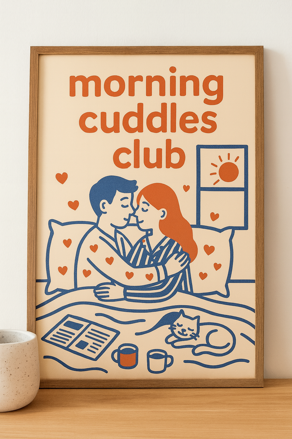 Morning Cuddles Club – Romantic Bedroom Digital Wall Art