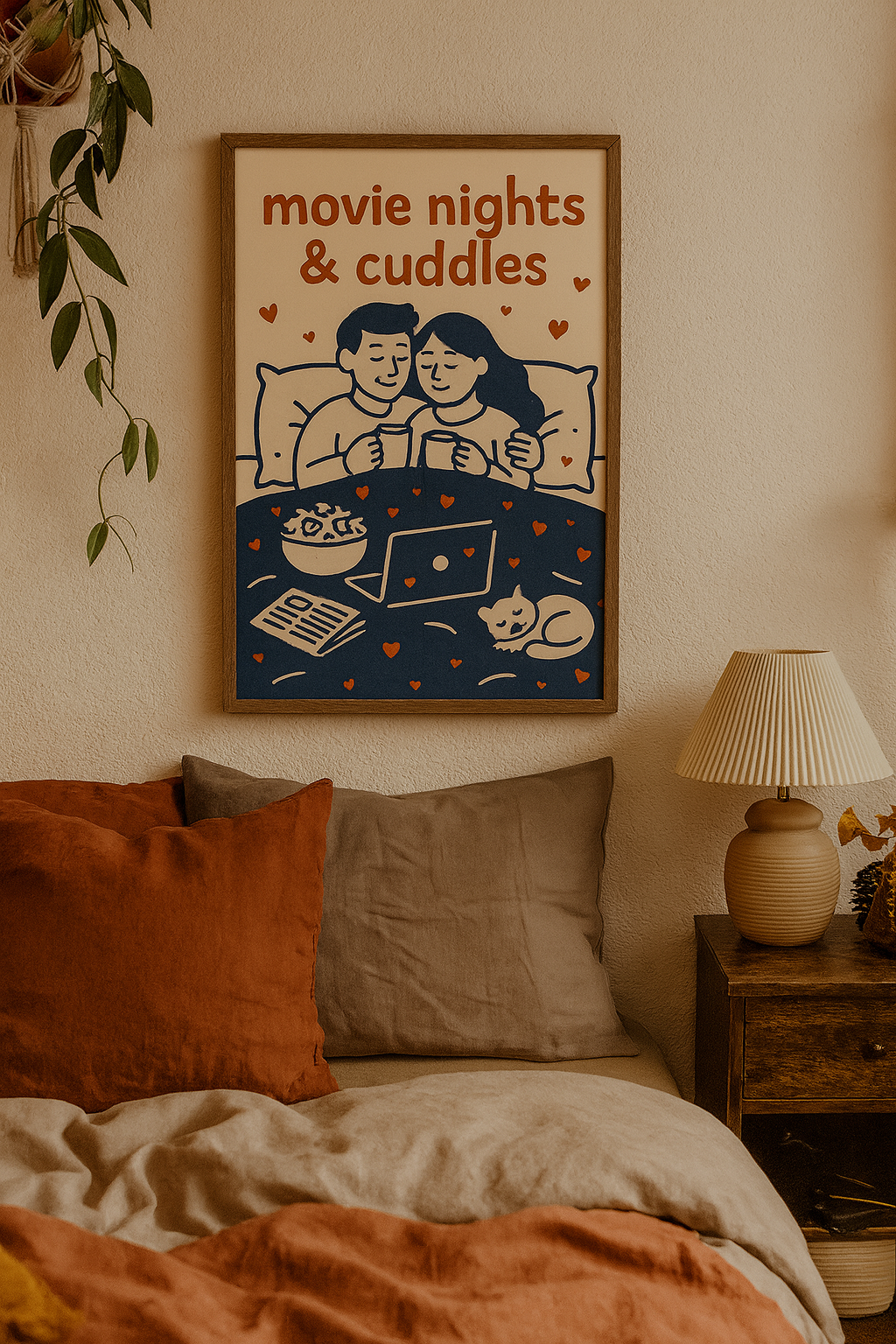 Movie Nights & Cuddles – Romantic Bedroom Digital Wall Art