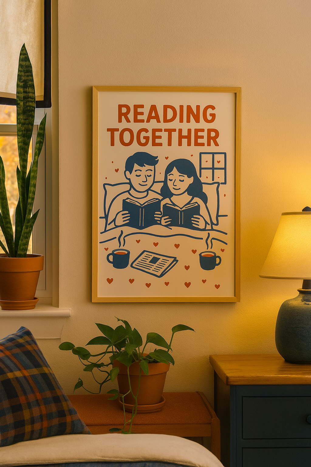 Reading Together – Romantic Bedroom Digital Wall Art