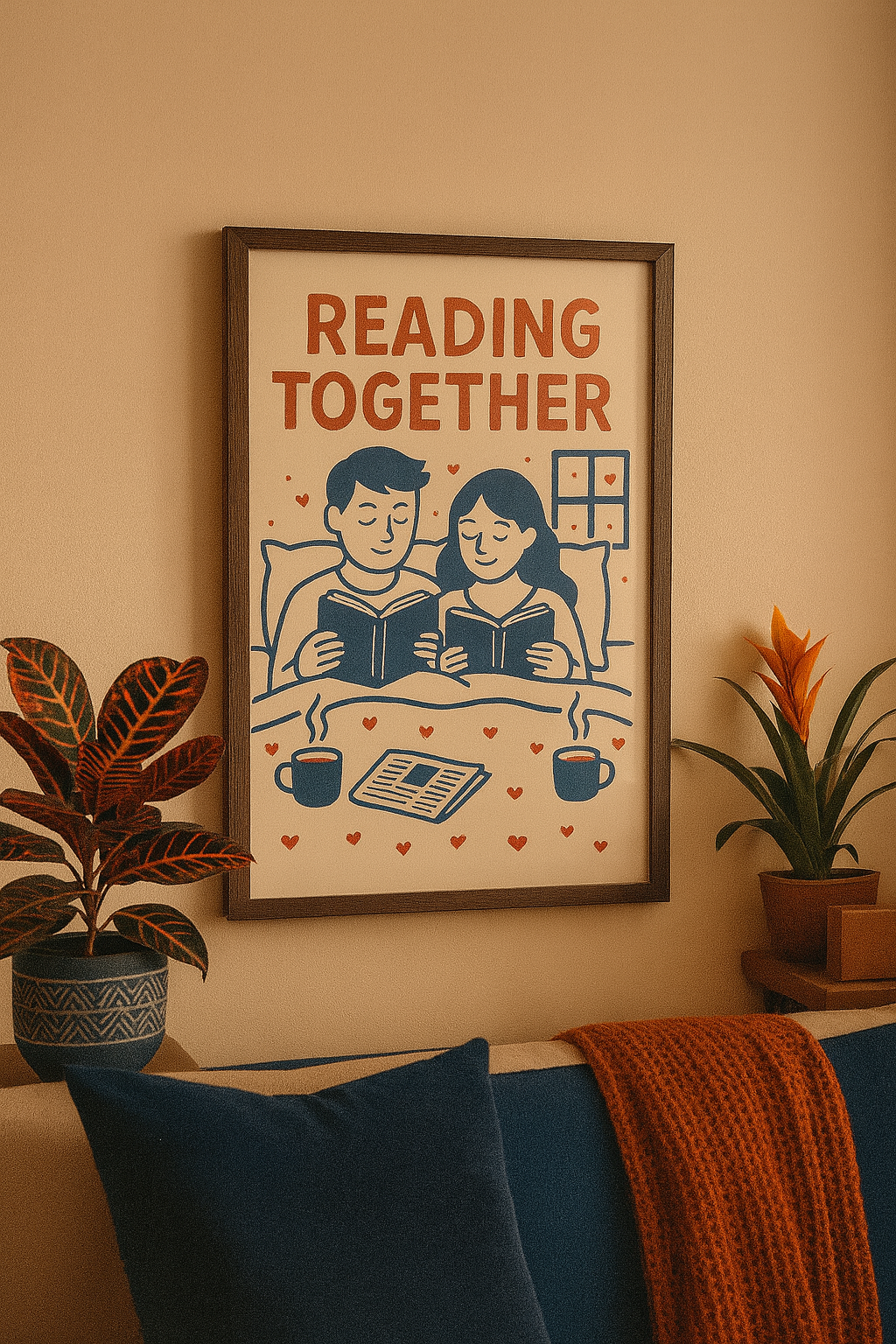 Reading Together – Romantic Bedroom Digital Wall Art