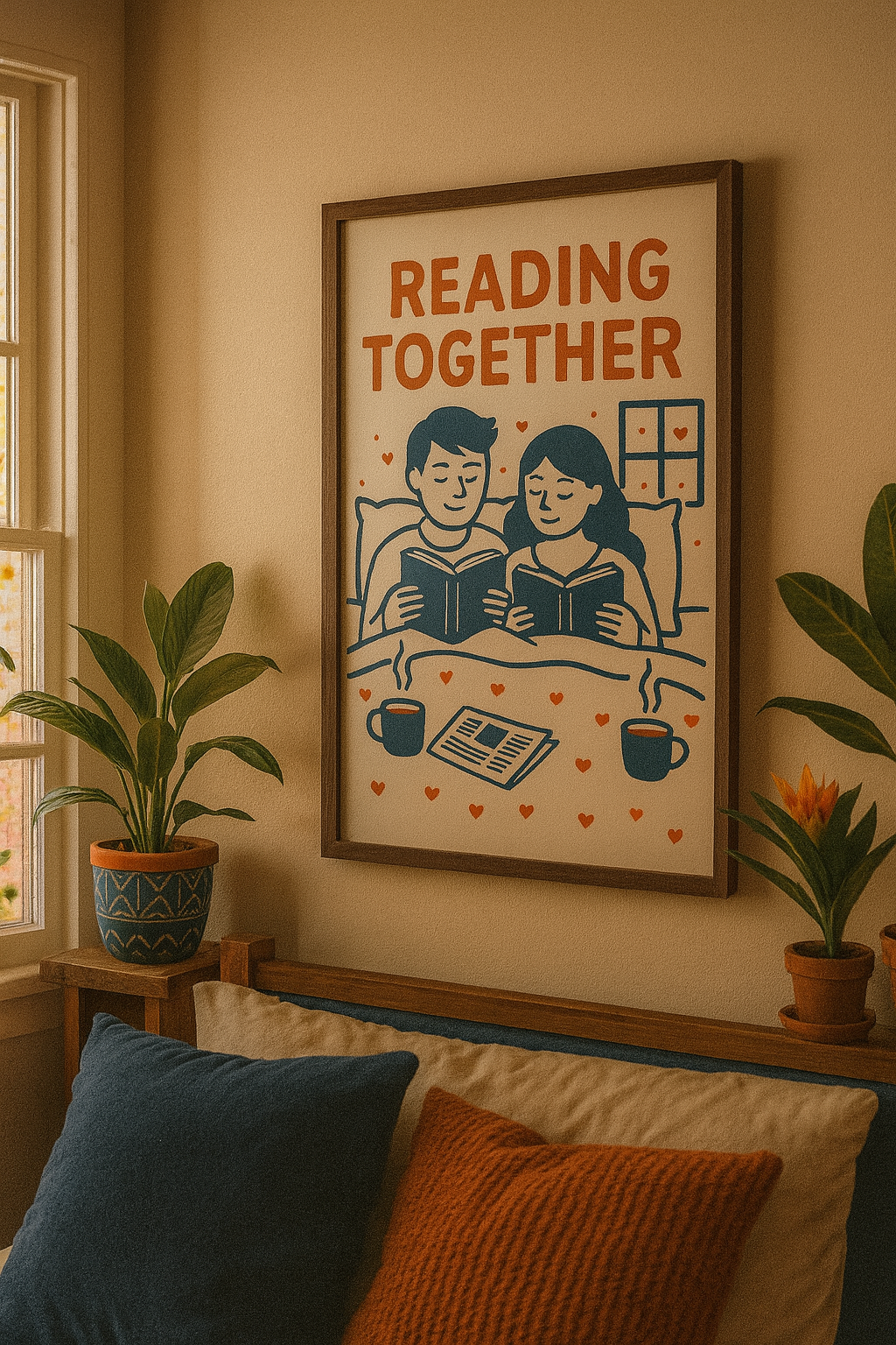 Reading Together – Romantic Bedroom Digital Wall Art