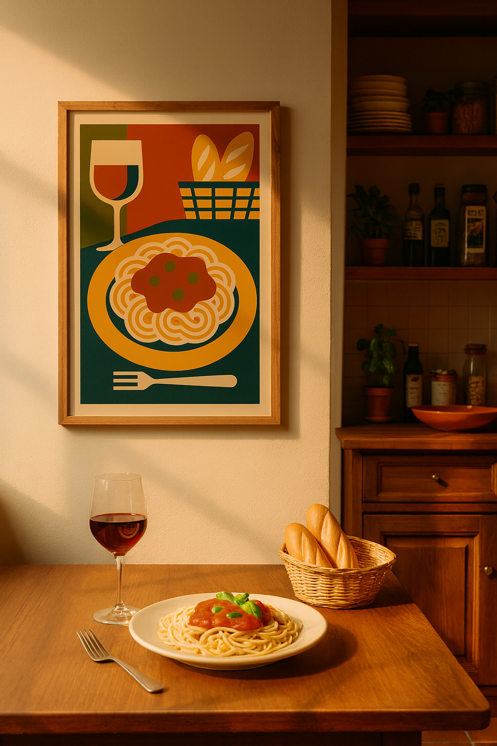 Italian Supper — Bauhaus Pasta & Wine Digital Poster