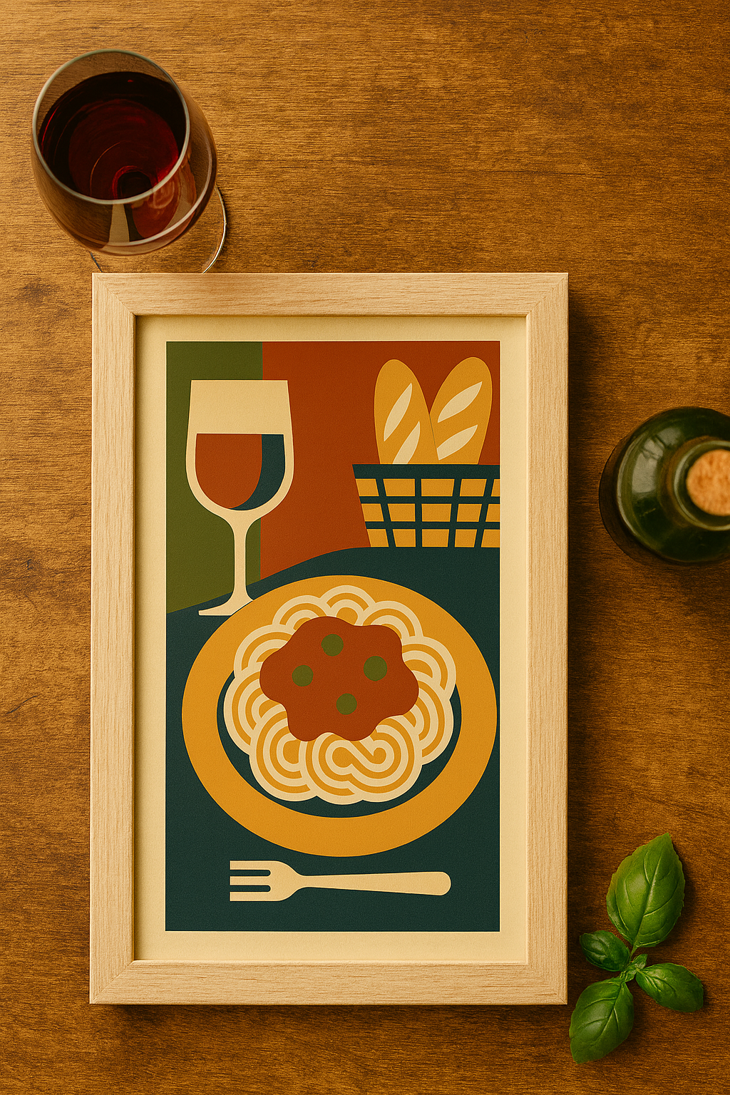 Italian Supper — Bauhaus Pasta & Wine Digital Poster