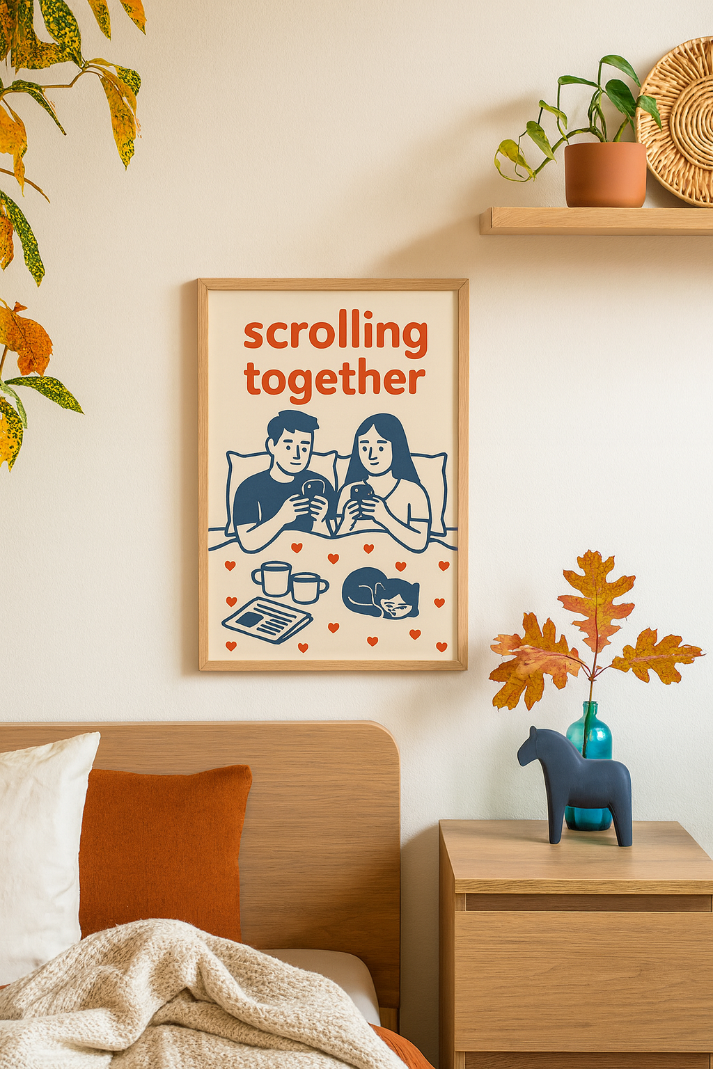 Scrolling Together – Modern Love Digital Poster