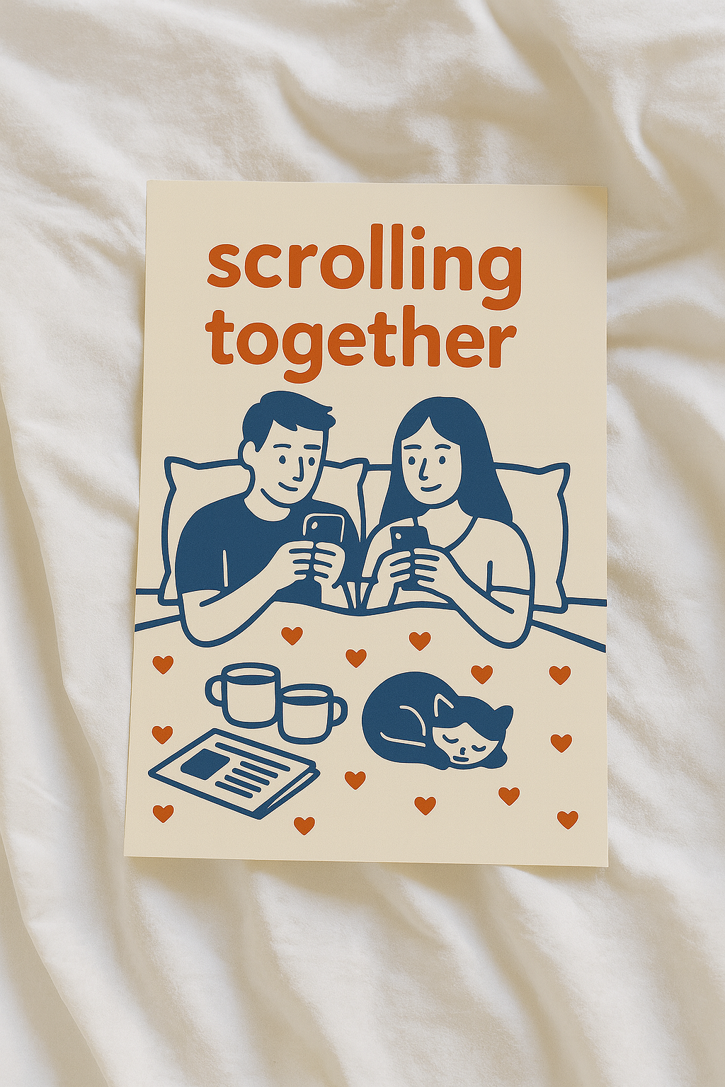 Scrolling Together – Modern Love Digital Poster