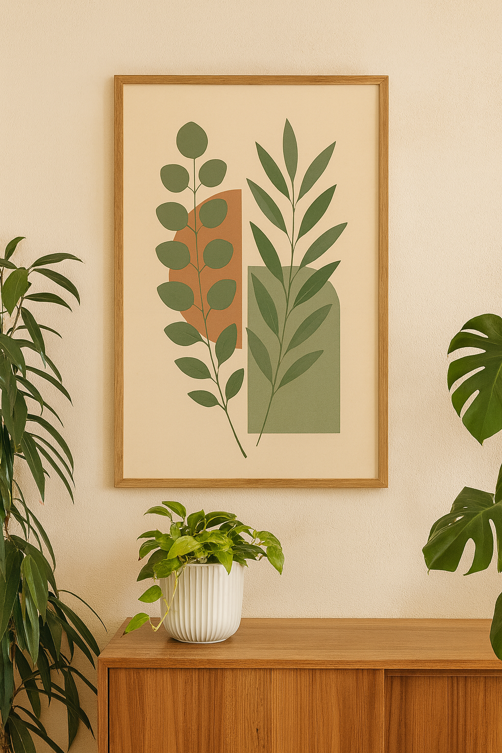 Terracotta Leaves Digital Poster