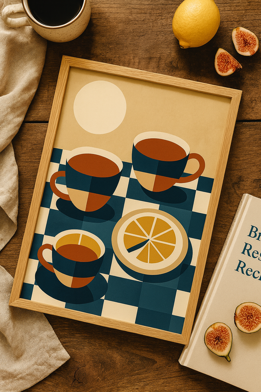 Morning Geometry — Coffee Cups Digital Poster