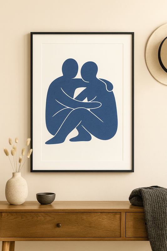 Minimalist Wall Art — Abstract Blue Embrace Poster