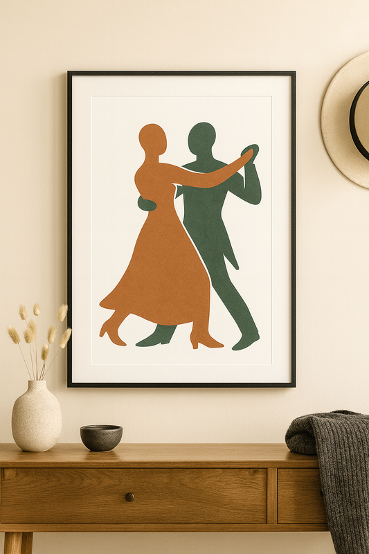 Modern Minimalist Digital Print — Abstract Dance Silhouette