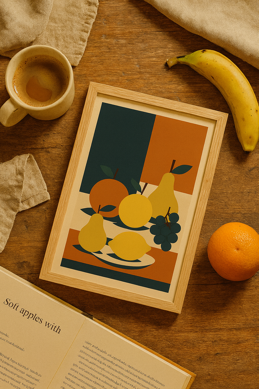 Harvest Geometry — Modern Fruit Digital Poster
