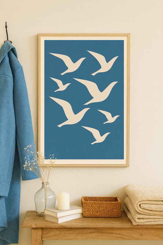 Flying Birds Abstract Digital Poster