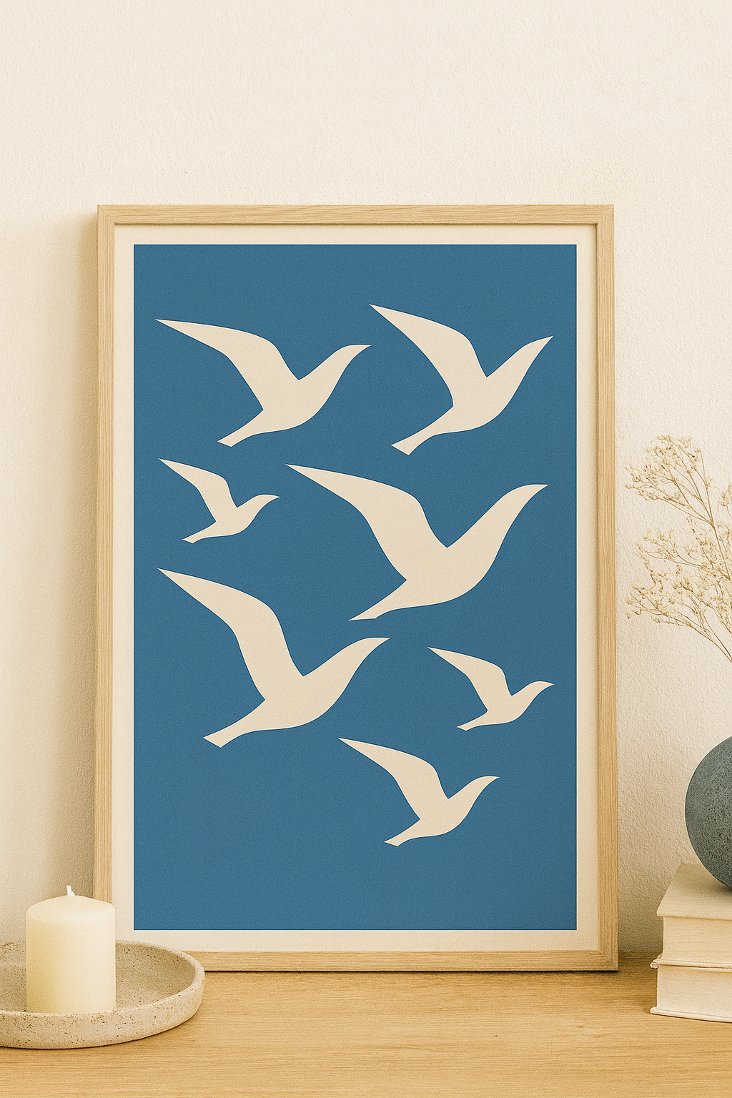 Flying Birds Abstract Digital Poster