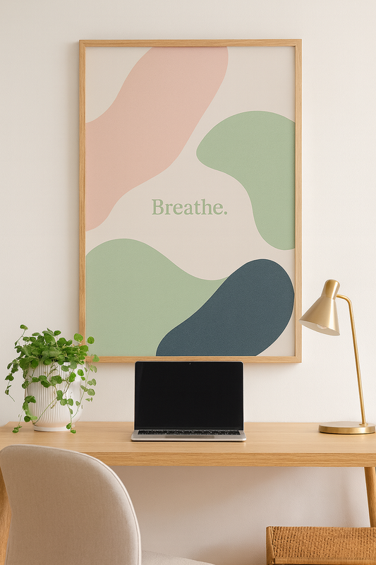 Breathe — Minimalist Calming Digital Poster