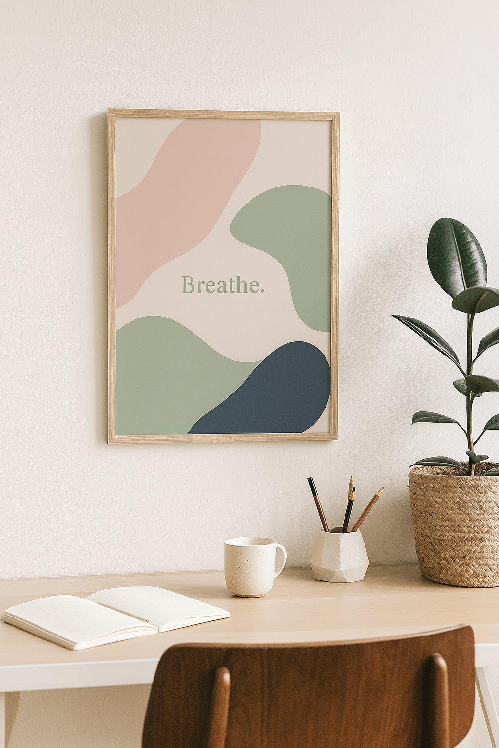 Breathe — Minimalist Calming Digital Poster