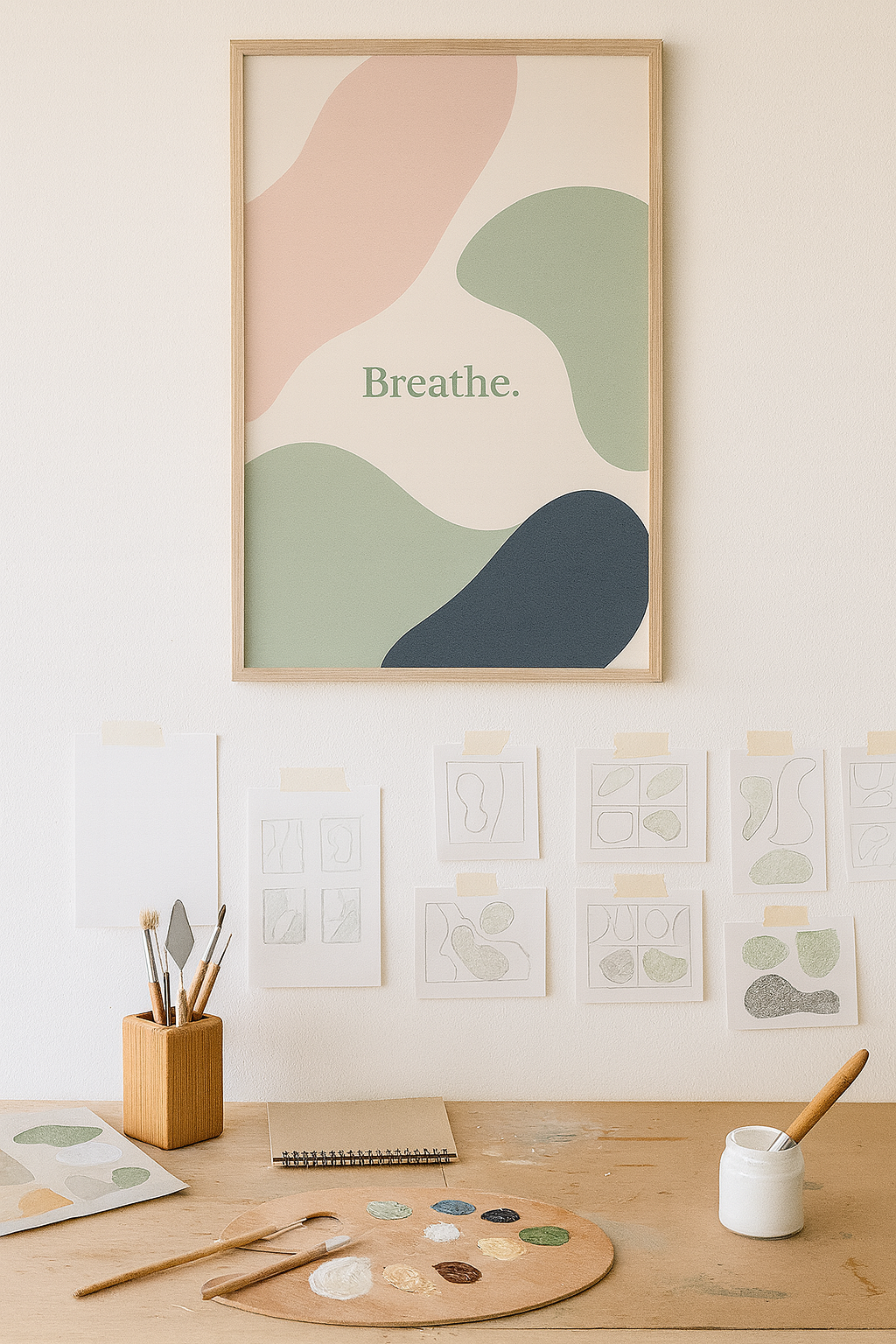 Breathe — Minimalist Calming Digital Poster