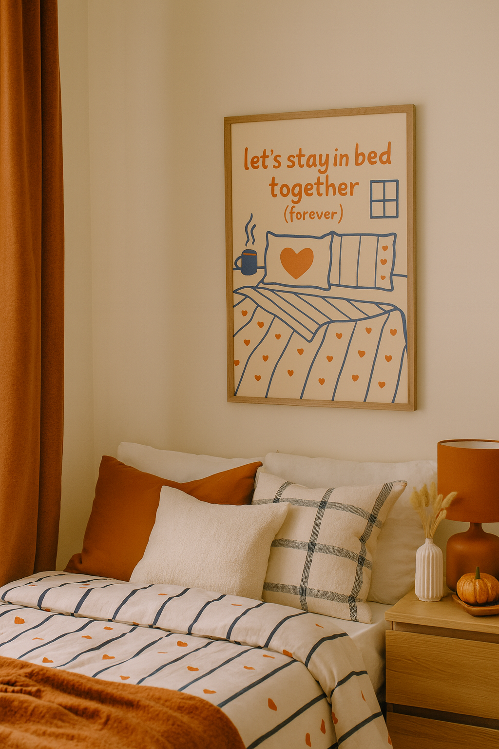 Let's Stay in Bed Forever – Romantic Bedroom Digital Wall Art