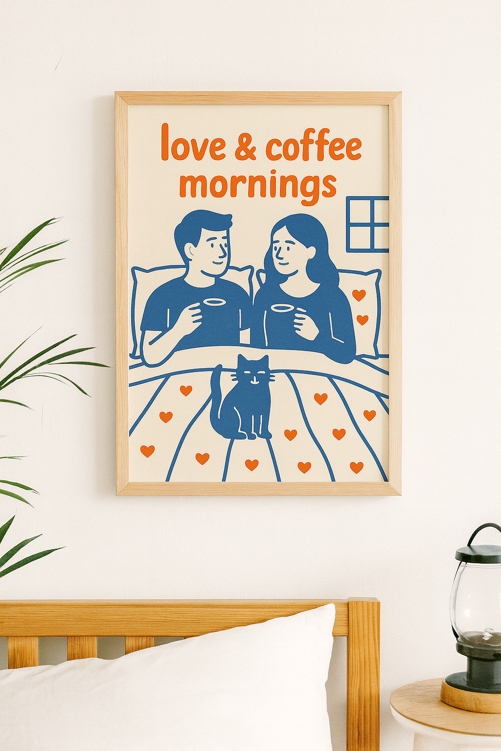 Love & Coffee Mornings – Romantic Bedroom Digital Wall Art