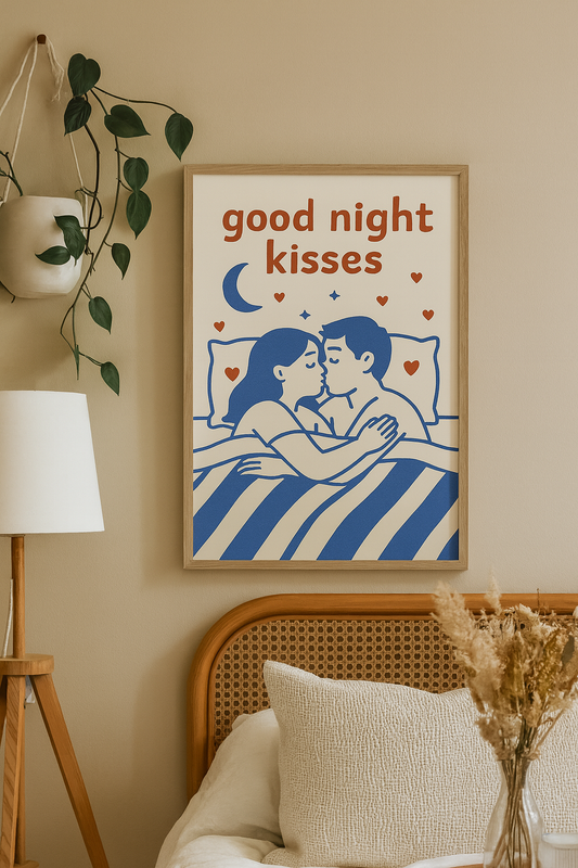 Good Night Kisses – Romantic Bedroom Digital Wall Art