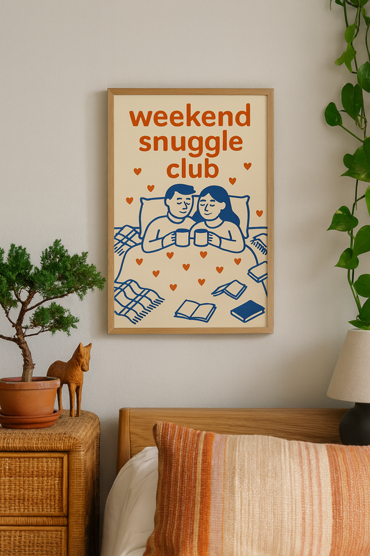 Weekend Snuggle Club – Romantic Bedroom Digital Wall Art