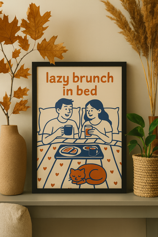 Lazy Brunch in Bed – Romantic Bedroom Digital Wall Art
