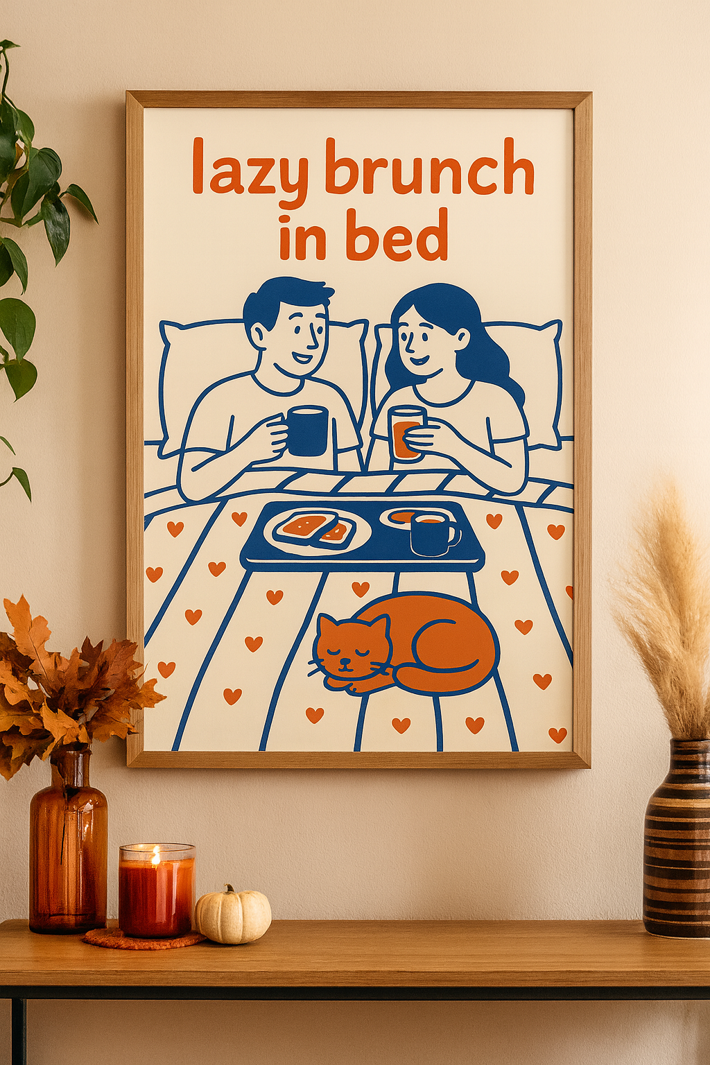 Lazy Brunch in Bed – Romantic Bedroom Digital Wall Art