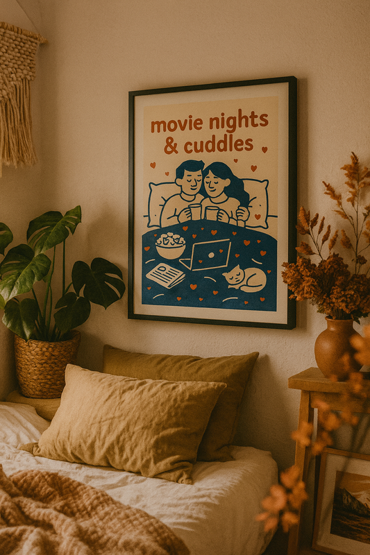 Movie Nights & Cuddles – Romantic Bedroom Digital Wall Art
