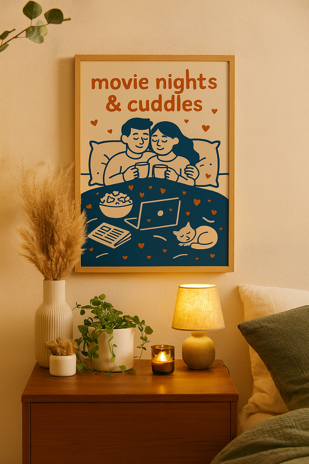 Movie Nights & Cuddles – Romantic Bedroom Digital Wall Art