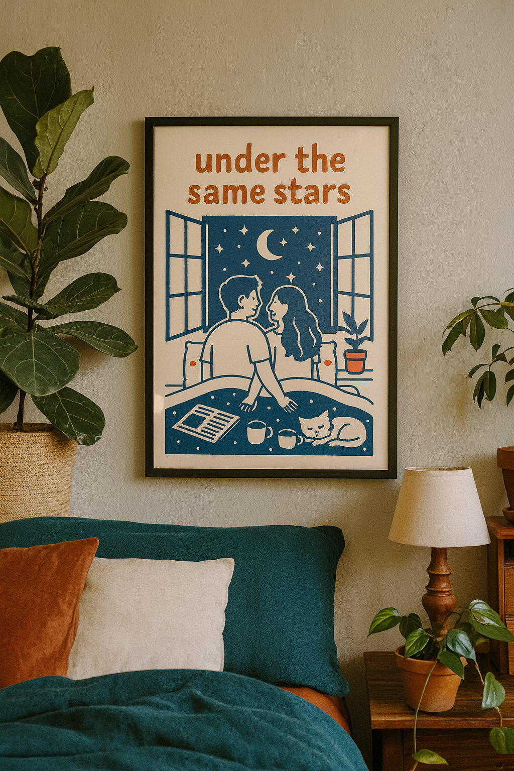 Under the Same Stars – Romantic Bedroom Digital Wall Art