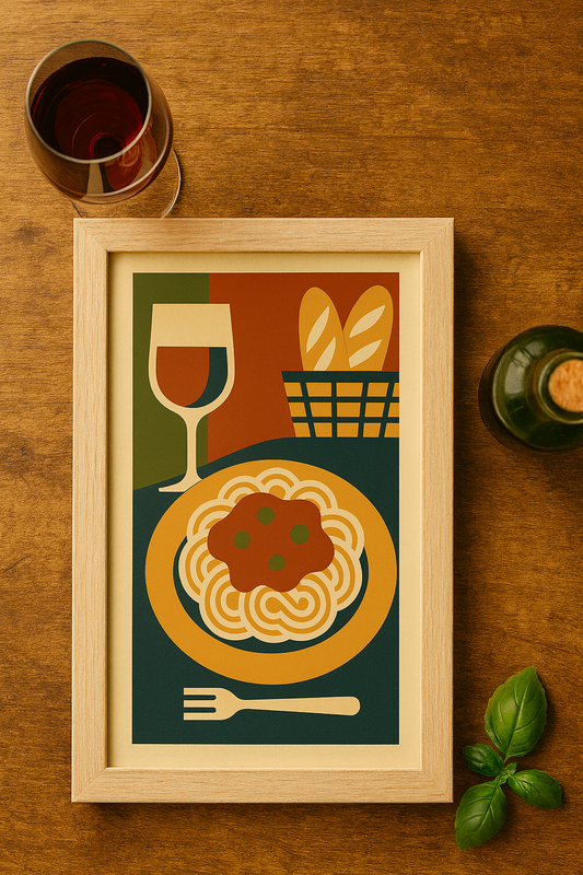 Italian Supper — Bauhaus Pasta & Wine Digital Poster