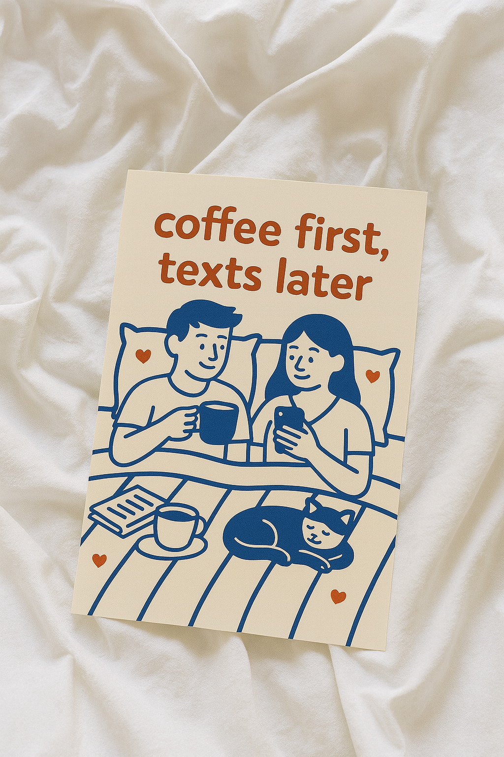Coffee First, Texts Later – Cozy Morning Digital Poster
