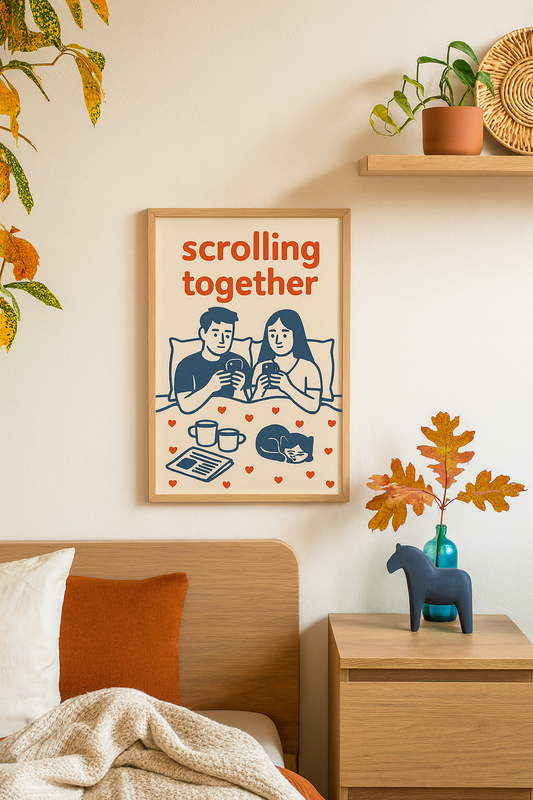 Scrolling Together – Modern Love Digital Poster