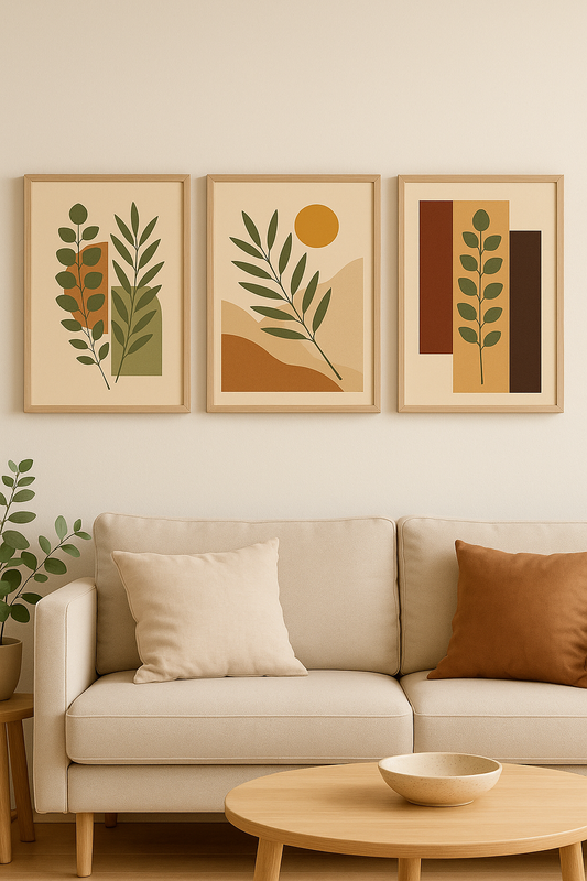 Botanical Bauhaus Triptych Digital Prints