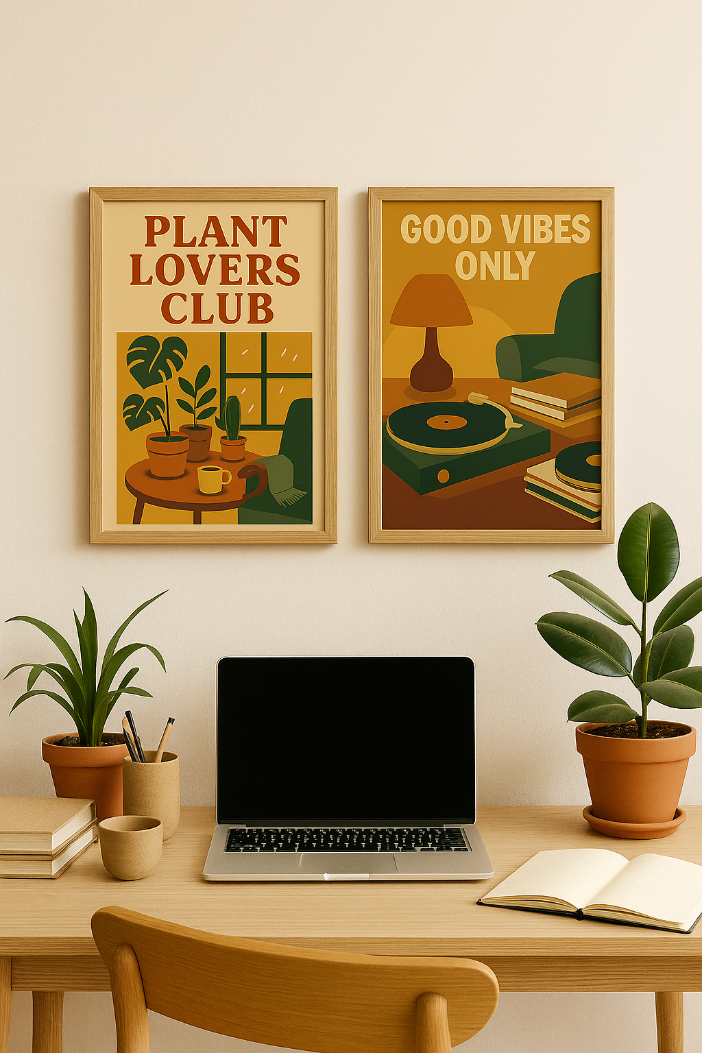 Cozy Vibes Set — Plant Lovers & Good Vibes Digital Posters